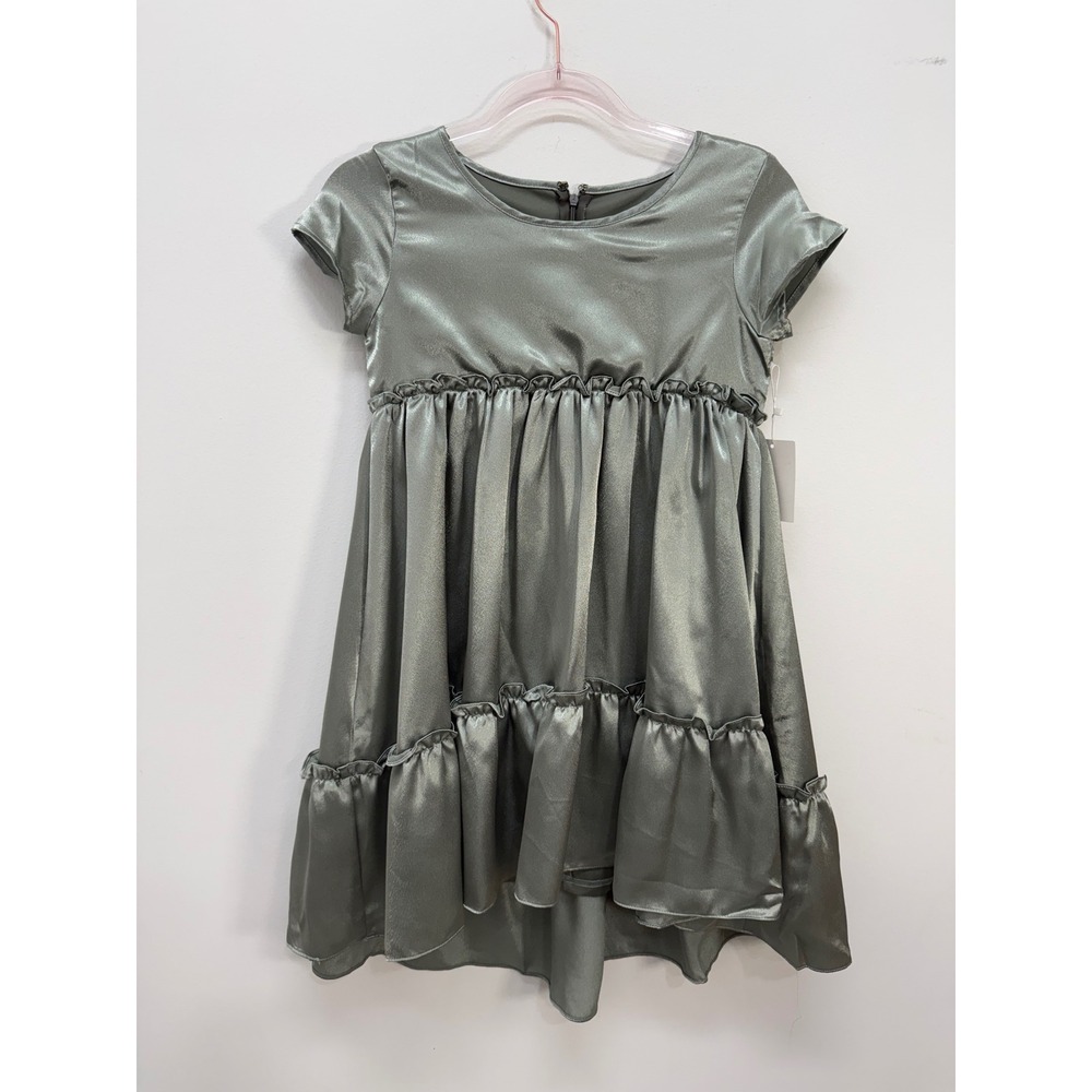 Joyfolie Lorelei Dress Size 12 Seagrass Satin High Low Ruffle Special Event